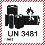 Verpackungsetikett UN 3481 für Lithium-Ionen-Batterien mit oder in Ausrüstungen verpackt