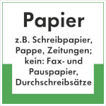 Abfallkennzeichnung - Textschild Papier z.B. Schreibpapier, Pappe ...