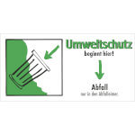 Etiketten - Umweltschutz beginnt hier Abfall nur in den Abfalleimer