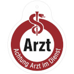 Parkausweis-Anhänger Achtung Arzt im Dienst, weiß/rot/schwarz