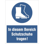 Gebots-Kombischild In diesem Bereich Schutzschuhe tragen!