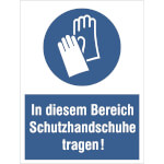 Gebots-Kombischild In diesem Bereich Schutzhandschuhe tragen!