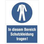 Gebots-Kombischild In diesem Bereich Schutzkleidung tragen!