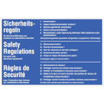 Hinweisschild 5 Sicherheitsregeln, dreisprachig (D / GB / F)
