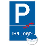 Individuell gefertigtes Parkplatzschild PVC-Hartschaumplatte 3,0 mm weiß, Ecken spitz, ohne Bohrung