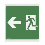 Piktogrammscheibe für Cube Lux Rettungszeichenwürfel Notausgang links mit Zusatzzeichen: Richtungsangabe links
