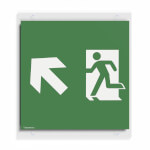 Piktogrammscheibe für Cube Lux Rettungszeichenwürfel Notausgang links mit Zusatzzeichen: Richtungsangabe links aufwärts