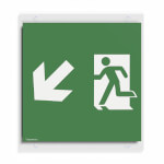 Piktogrammscheibe für Cube Lux Rettungszeichenwürfel Notausgang links mit Zusatzzeichen: Richtungsangabe links abwärts