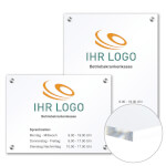 Individuell gefertigtes Praxis-/Kanzleischild Acrylglas 8,0 mm transparent, Ecken spitz, 4 Bohrungen