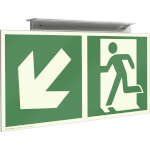 Fahnenschild Fluchtwege langnachleuchtend Notausgang links/rechts abwärts mit Zusatzzeichen