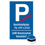 Individuell gefertigtes Parkplatzschild Aluminium-Verbundplatte 2,0 mm weiß, Ecken rund, ohne Bohrung