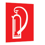 Brandschutzschild - nachleuchtend als Fahnenschild, Symbol: Feuerlöscher
