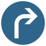 Verkehrsschild nach StVO - Nr. 209-20 Vorgeschriebene Fahrtrichtung rechts