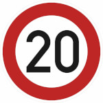Verkehrsschild nach StVO / Typ 1, Nr. 274-52 Zulässige Höchstgeschwindigkeit 20 km/h
