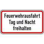 Verkehrsschild nach StVO - Nr. 2042 Feuerwehrausfahrt Tag und Nacht freihalten