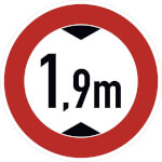 Verkehrsschild Verbot für Fahrzeuge über 1,9 m Höhe VZ: 265-1,9