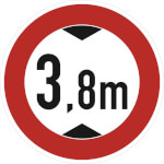 Verkehrsschild Verbot für Fahrzeuge über 3,8 m Höhe VZ: 265-3,8