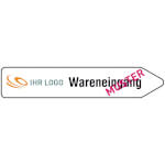 Individuell gefertigter Wegweiser (rechtsweisend) Aluminium-Verbundplatte, 3,0 mm weiß, Ecken rund, ohne Bohrung