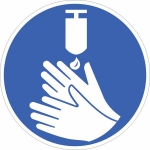 Gebots-Kombischild Bitte Hände desinfizieren!