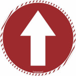 Bodenmarkierung mit Antirutschbelag - Wartebereich (rund, rot) Pfeilsymbol
