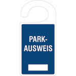 Parkausweis-Anhänger Farbe: blau/weiß, mit Freifeld zur Selbstbeschriftung