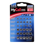 HyCell Alkaline-Knopfzellenset 30-teilig für alle Einsatzgebiete, Alkaline-Batterie