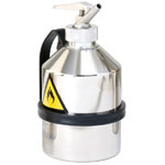 asecos Sicherheitskanne Edelstahl mit selbstschließendem Feindosierhahn und Überdruckventil