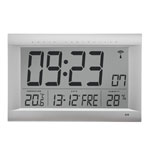 Bürk LCD Funkwanduhr digitales Display, Kunststoffgehäuse, silber matt