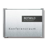 BOX Türschilder, grau Aluminiumrückplatte in Edelstahloptik, ABS-Kunststoffrahmen,