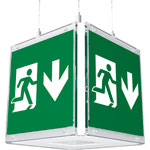 B-Lite CUBE-LUX STANDARD Rettungszeichenwürfel Basisträger mit LED-Leuchtmittel, zur Deckenmontage