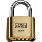 Sicherheitsschlösser Burg Wächter No. 99 Messing-Zahlen-Vorhangschloss, Messingkorpus,