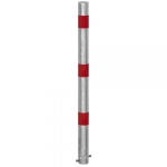 Stahl-Absperrpfosten mit roten Reflexstreifen zum Einbetonieren