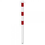 Stahl-Absperrpfosten rot/weiß mit Reflexstreifen zum Einbetonieren mit 2 Seitenösen