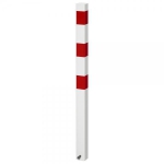 Stahl-Absperrpfosten rot/weiß mit Reflexstreifen zum Einbetonieren