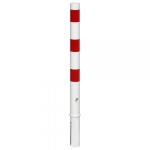 Stahl-Absperrpfosten rot/weiß mit Reflexstreifen herausnehmbar mit Bodenhülse