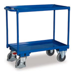 Tischwagen Transportwagen VARIOFIT Tischwagen mit 2 Ladeflächen, pulverbeschichtet enzianblau,