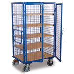 Transportwagen VARIOFIT Etagenwagen mit Drahtgitter, 1 fester u. 4 lose Böden,