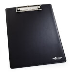 Blockklemme A4, Farbe schwarz mit Tasche für Blockrücken