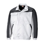 Dickies Workwear Everyday Bundjacke weiß-grau Arbeitsjacke mit verstellbaren Ärmelbündchen und verdecktem Reißverschluss