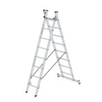 Munk Sprossen-Mehrzweckleiter aus Aluminium, zweiteilig Sprossenanzahl 2 x 8, Arbeitshöhe 5,3 m