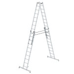 Munk Sprossen-Stehleiter aus Aluminium, vierteilig Sprossenanzahl 4 x 10, Arbeitshöhe 6,0 m