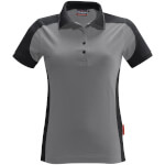 Hakro Damen-Poloshirt contrast performance mittelgrau kontrastfarbige Einsätze an Seiten, Schultern und Ärmeln