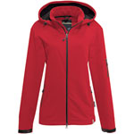 Hakro Damen-Softshell-Jacke Alberta rot atmungsaktiv, wasserabweisend, winddicht, abnehmbare Kapuze
