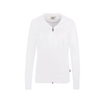 Hakro Damen-Sweatjacke College weiß sportlicher Schnitt, pflegeleichte Baumwoll-Polyester-Mischung