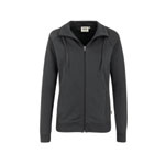 Hakro Damen-Sweatjacke College anthrazit sportlicher Schnitt, pflegeleichte Baumwoll-Polyester-Mischung