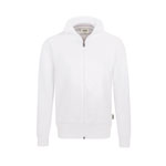 Hakro Herren-Sweatjacke College weiß sportlicher Schnitt, pflegeleichte Baumwoll-Polyester-Mischung,