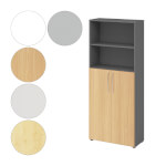 Hammerbacher Kombischrank Basic mit Bogengriff mit 5 Ordnerhöhen und 2 mit Türen