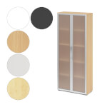 Hammerbacher Glastürenschrank Basic mit Bogengriff 5 Ordnerhöhen und Glastüren