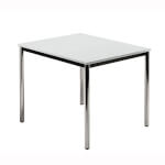 Hammerbacher Besprechungstisch D-Serie verchromt Tischplatte: Lichtgrau, umlaufender Stahlrahmen, Rahmen schwarz