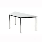 Hammerbacher Trapez Besprechungstisch D-Serie verchromt Tischplatte: Lichtgrau, umlaufender Stahlrahmen, Rahmen schwarz